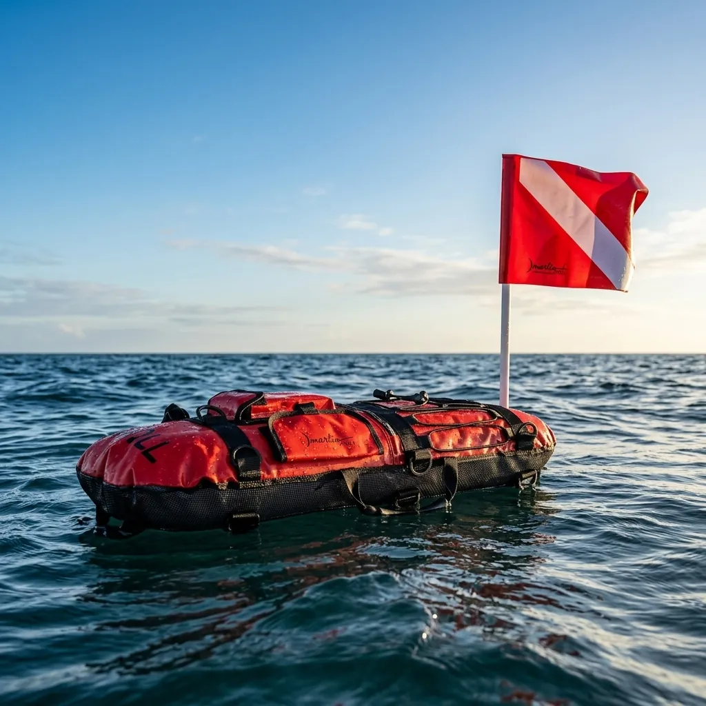 Boya Marlin ATOLL doble cámara alta visibilidad flotando en la superficie