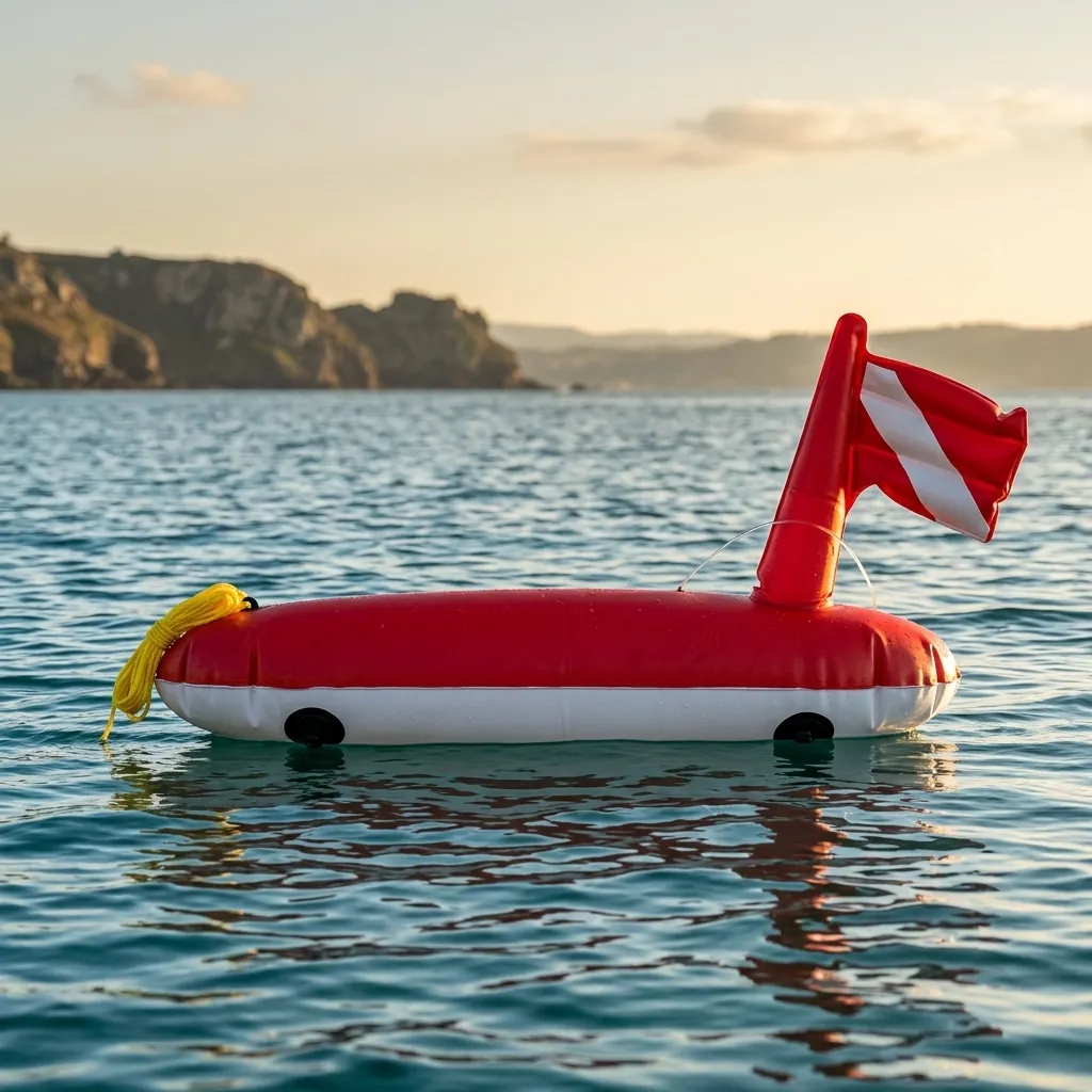 Boya Torpedo Sigalsub clásica roja y blanca para pesca en la costa atlántica