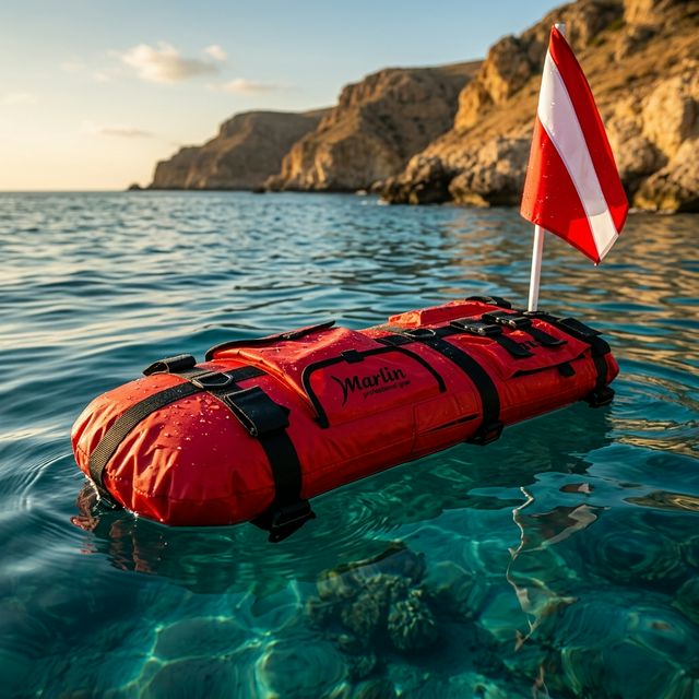 Boya Marlin REEF red con doble capa de nylon y PVC. Imagen optimizada para SEO y ventas