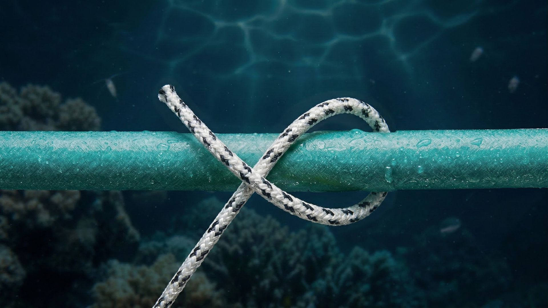 Paso 1: Colocación inicial del cordino de dyneema en la goma del fusil