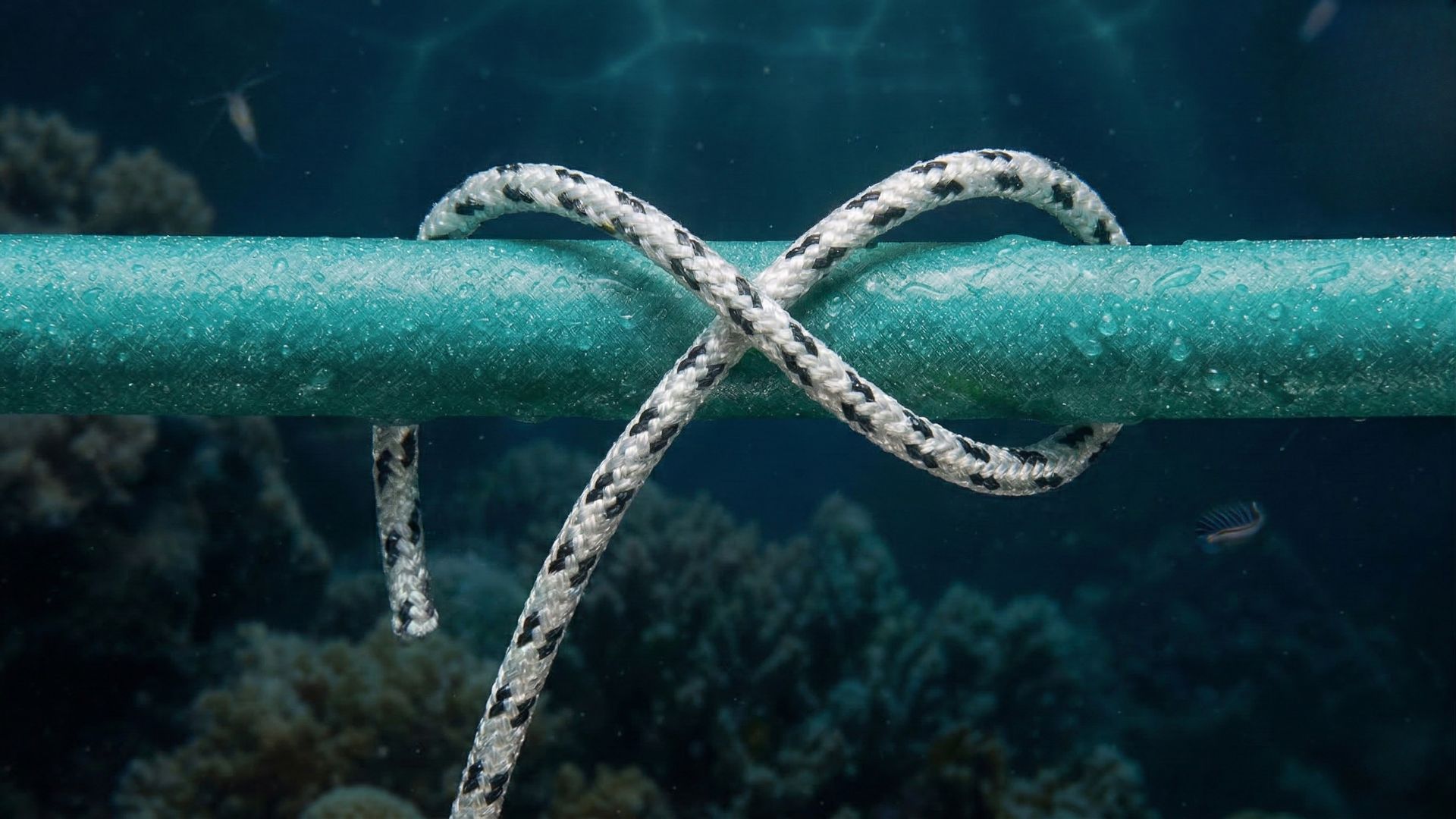 Paso 2: Primera vuelta del nudo constrictor sobre la goma de látex