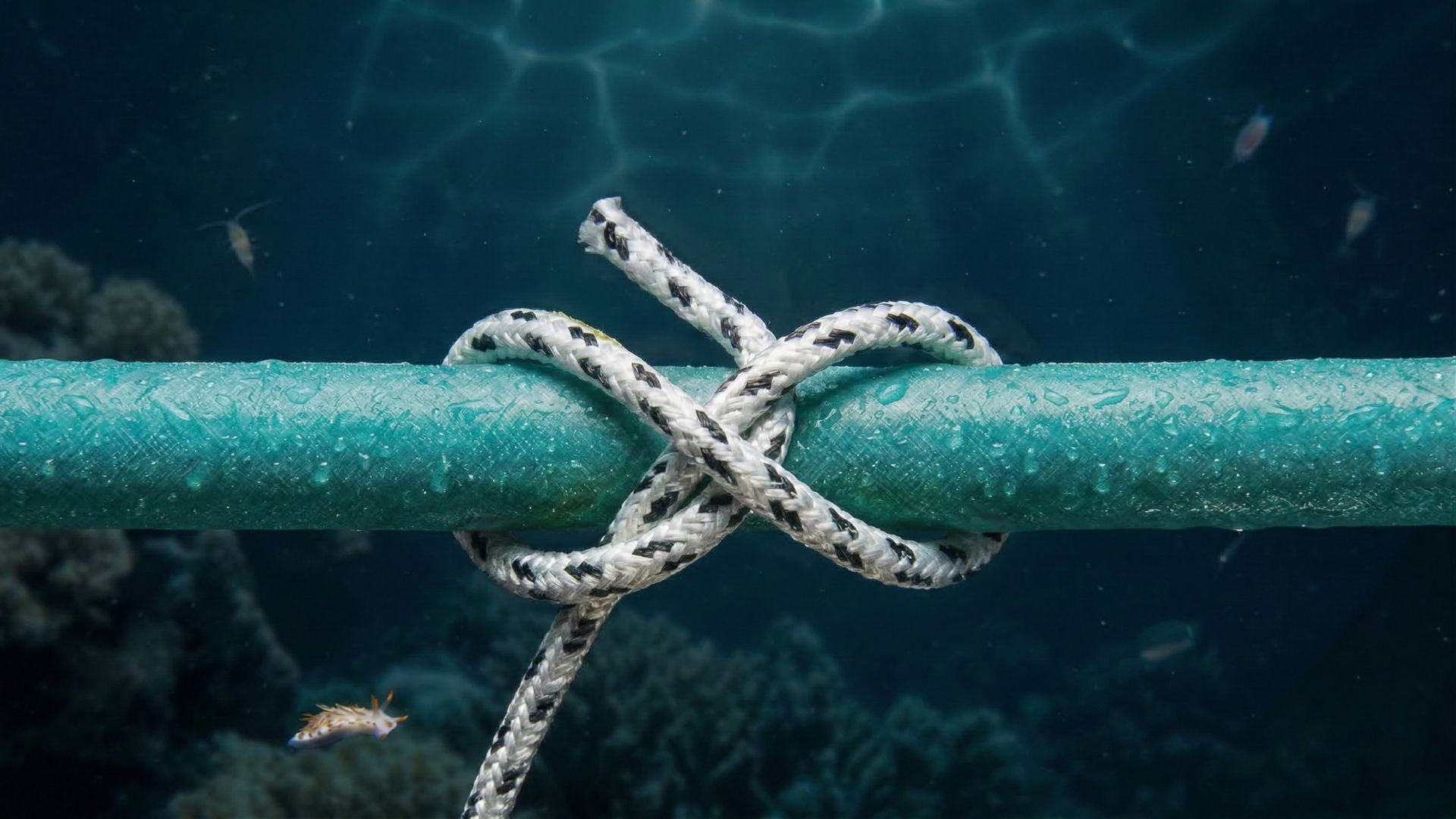 Paso 3: Cruce del cordino de pesca submarina formando la X